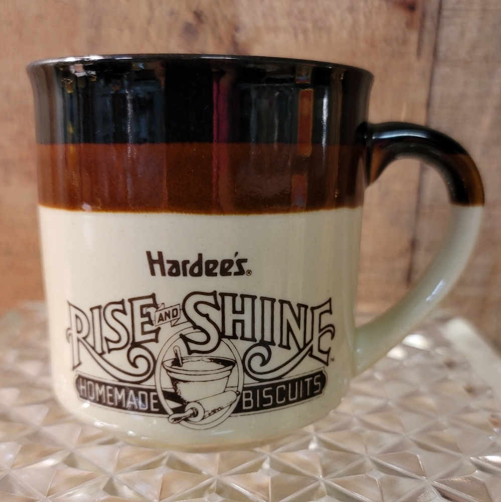 HARDEE’S 1989 RISE AND SHINE HOMEMADE BISCUITS COFFEE MUGS - Picture 1 of 3